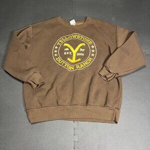 Yellowstone Dutton Ranch Brown Crewneck Sweatshirt Large 55% Cotton 45% Polyeste